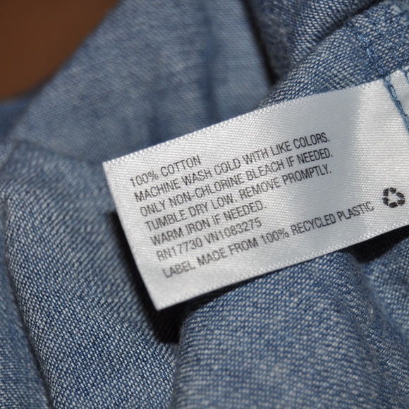 DENIM CHAMBRAY Off-Shoulder Jean Shift Dress [E9] - Picture 6 of 8